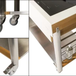 Chariot Pour Cuisine Extérieure Aluminium Et Teck ServeBoy Duo Unico -Jardelix Soldes Magasin chariot teck aluminium cuisine exterieure indu plus servboy 1 1