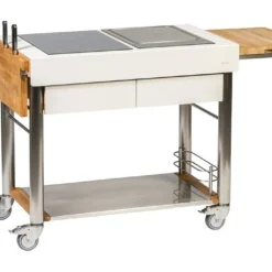 Chariot Pour Cuisine Extérieure Aluminium Et Teck ServeBoy Duo