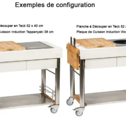Chariot Pour Cuisine Extérieure Aluminium Et Teck ServeBoy Duo -Jardelix Soldes Magasin chariot teck aluminium cuisine exterieure indu plus servboy duo 2