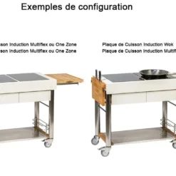 Chariot Pour Cuisine Extérieure Aluminium Et Teck ServeBoy Duo -Jardelix Soldes Magasin chariot teck aluminium cuisine exterieure indu plus servboy duo 4