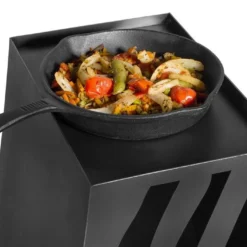 Cheminée Barbecue D'Extérieur Lima - 50 X 35 X 110 Cm -Jardelix Soldes Magasin cheminee four a pizza poele lima en acier motif feuille fabrication manuelle hauteur 108cm 3