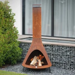 Cheminée D’Extérieur En Acier 70 X 160 Cm 9 Cheminée D’Extérieur En Acier 70 X 160 Cm -Jardelix Soldes Magasin cheminee jardin acier rouille