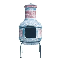 Cheminée Mexicaine Braséro En Argile Geometric Et Grille De Cuisson