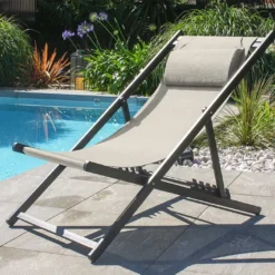 Chilienne De Jardin En Aluminium Et Textilène - Julia 10 Chilienne De Jardin En Aluminium Et Textilène - Julia -Jardelix Soldes Magasin chilienne de jardin gris anthracite terrasse