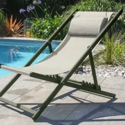 Chilienne De Jardin En Aluminium Et Textilène - Julia 12 Chilienne De Jardin En Aluminium Et Textilène - Julia -Jardelix Soldes Magasin chilienne de jardin kaki piscine