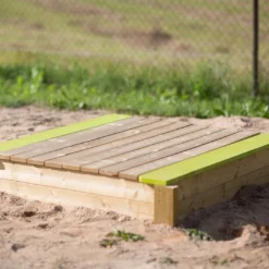 Bac à Sable En Bois Avec Bancs Et Couvercle – 120 X 120 X 25 Cm -Jardelix Soldes Magasin couvercle bois bac sable