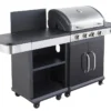 Cuisine D'extérieur Avec Desserte Et Barbecue Gaz 4 Brûleurs – 14,5 KW -Jardelix Soldes Magasin cuisine exte rieur desserte barbecue 4 bru leurs 1