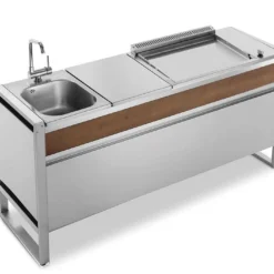 Table De Cuisson Avec Plancha électrique En Inox Et évier Oasi 183C