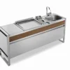 Table De Cuisson En Inox Avec Plancha à Gaz + Friteuse + évier + Mitigeur Oasi 205C