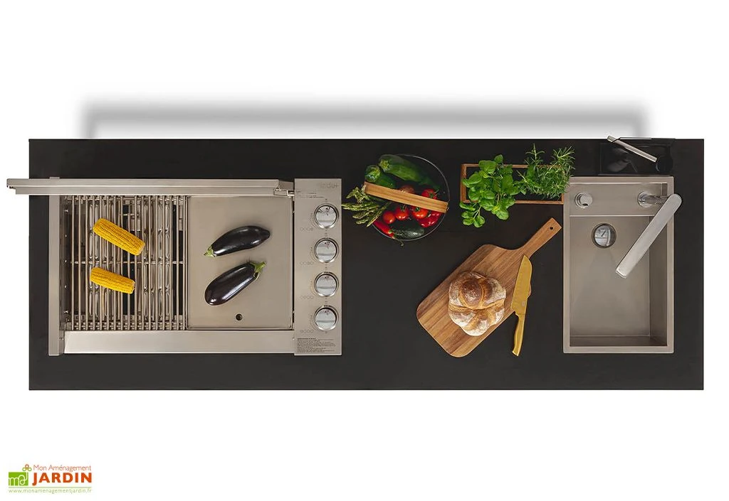 Cuisine Extérieure Professionnelle à 4 Modules SAPELI CANA Style + Housse 4 Cuisine Extérieure Professionnelle à 4 Modules SAPELI CANA Style + Housse – Image 2