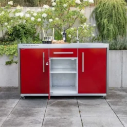 Cuisine Extérieure Avec Réfrigérateur Et évier – MO 150 S -Jardelix Soldes Magasin cuisine exterieure rouge ouverte 1 porte