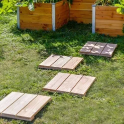 Dalle Pour Terrasse Et Jardin En Bois Douglas 37 X 37 Cm (4 Pièces) -Jardelix Soldes Magasin dalle jardin bois douglas