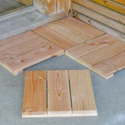 Dalle Pour Terrasse Et Jardin En Bois Douglas 37 X 37 Cm (4 Pièces)