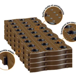 Garantia Dalles De Jardin En Polypropylène Marron 70 Cm Ep. 25 Mm (Lot De 16) -Jardelix Soldes Magasin dalles potager maxi 70cm clipsables garantia 6