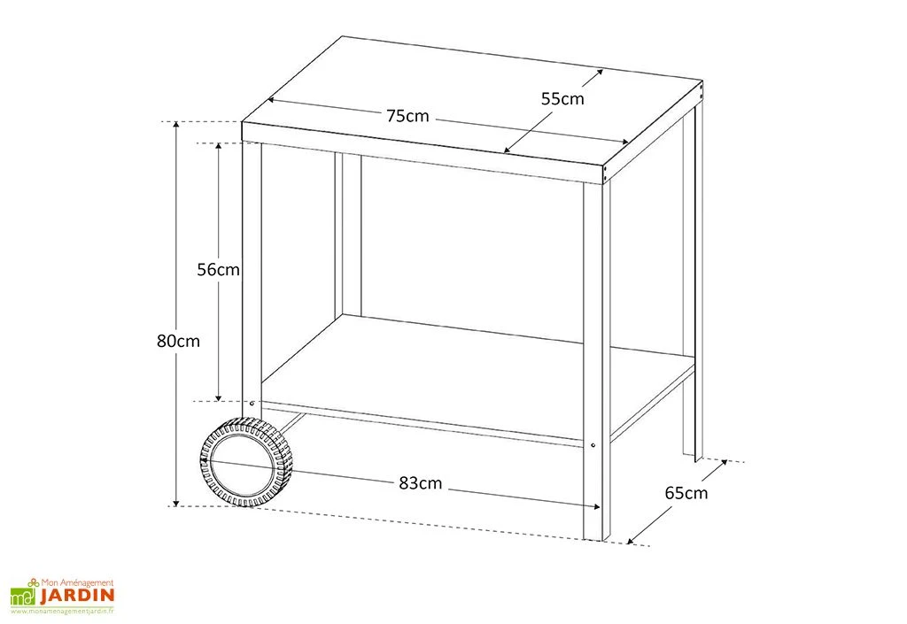 Desserte D'extérieur En Acier époxy Media S – L 81 X L 65 X H 80 Cm 5 Desserte D'extérieur En Acier époxy Media S – L 81 X L 65 X H 80 Cm – Image 3