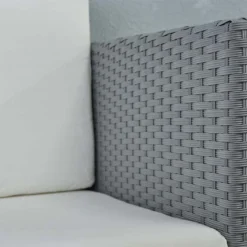 Salon De Jardin 4 Places En Aluminium Et Résine Tressée - Belem -Jardelix Soldes Magasin detail accoudoir fauteuil jardin resine tressee gris