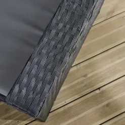 Salon De Jardin 4 Places En Aluminium Et Résine Tressée - Belem -Jardelix Soldes Magasin detail accoudoir fauteuil jardin resine tressee noir