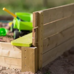 Bac à Sable En Bois Avec Bancs Et Couvercle – 120 X 120 X 25 Cm -Jardelix Soldes Magasin detail banc bac sable bois