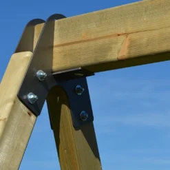 Aire De Jeux En Bois Brut Portique Balançoires Et Toboggan – 9,8 M² -Jardelix Soldes Magasin detail structure portique balancoire wendi toys