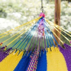 Hamac En Coton Tissé à La Main 2 X 2,37 M - Zapatera XL -Jardelix Soldes Magasin detail toile hamac suspendu zapatera xl