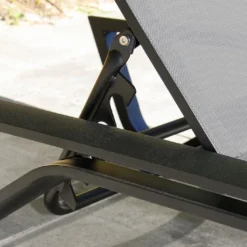 Bain De Soleil En Aluminium Et Textilène - Figari -Jardelix Soldes Magasin detail transat figari gris cran reglage terrasse