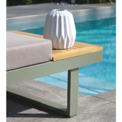 Salon De Jardin Modulable 4 Places En Aluminium Et Acacia - Tokyo -Jardelix Soldes Magasin details banquette jardin aluminium bois