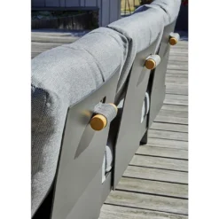 Salon De Jardin 6 Places En Aluminium Et Acacia - Vanuatu -Jardelix Soldes Magasin details dossier canape jardin