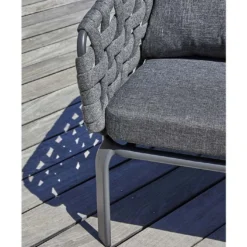 Salon De Jardin 4 Places En Aluminium Et Corde Tressée - Camargue -Jardelix Soldes Magasin details fauteuil jardin gris