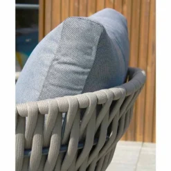 Salon De Jardin 4 Places En Acier Et Corde Tissée Capri -Jardelix Soldes Magasin details fauteuil jardin mobilier jardin acier corde tissee capri