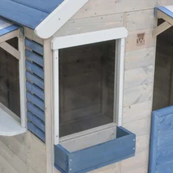 Maisonnette Pour Enfant En Bois Brut Delfin -Jardelix Soldes Magasin details maisonnette enfant bois delfin