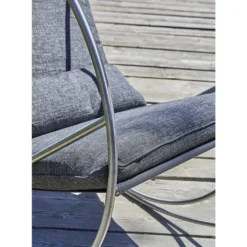 Rocking Chair De Jardin En Inox Et Textilène - Caprera -Jardelix Soldes Magasin details structure coussins fauteuil jardin caprera