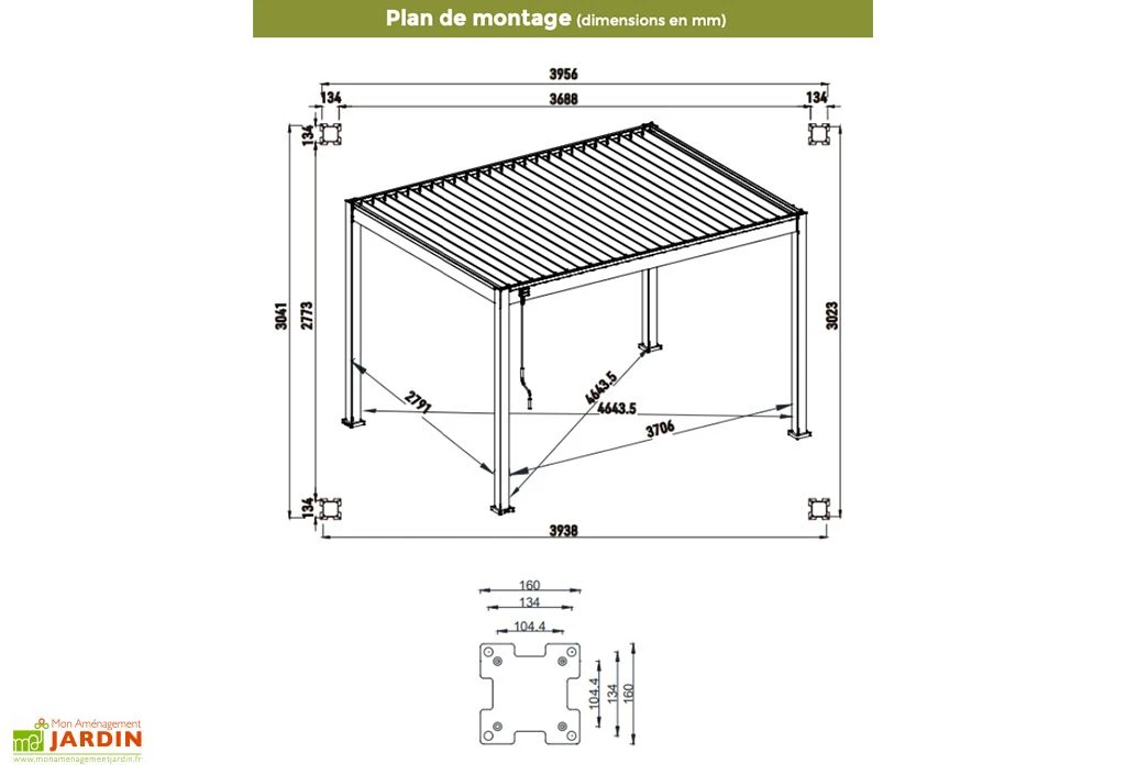 Pergola Bioclimatique Ombréa En Aluminium 3 X 4 M Autoportée - Imitation Bois 7 Pergola Bioclimatique Ombréa En Aluminium 3 X 4 M Autoportée - Imitation Bois – Image 5