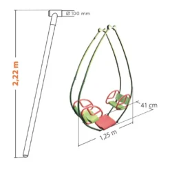 Balancelle Pour Portique De 2,22 M De Hauteur Pour Enfants 3 à 12 Ans -Jardelix Soldes Magasin dimensions balancelle 1