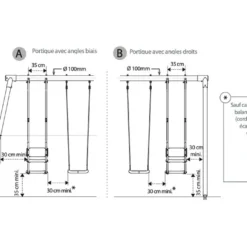 Balancelle Pour Portique De 2,22 M De Hauteur Pour Enfants 3 à 12 Ans -Jardelix Soldes Magasin dimensions balancelle 2