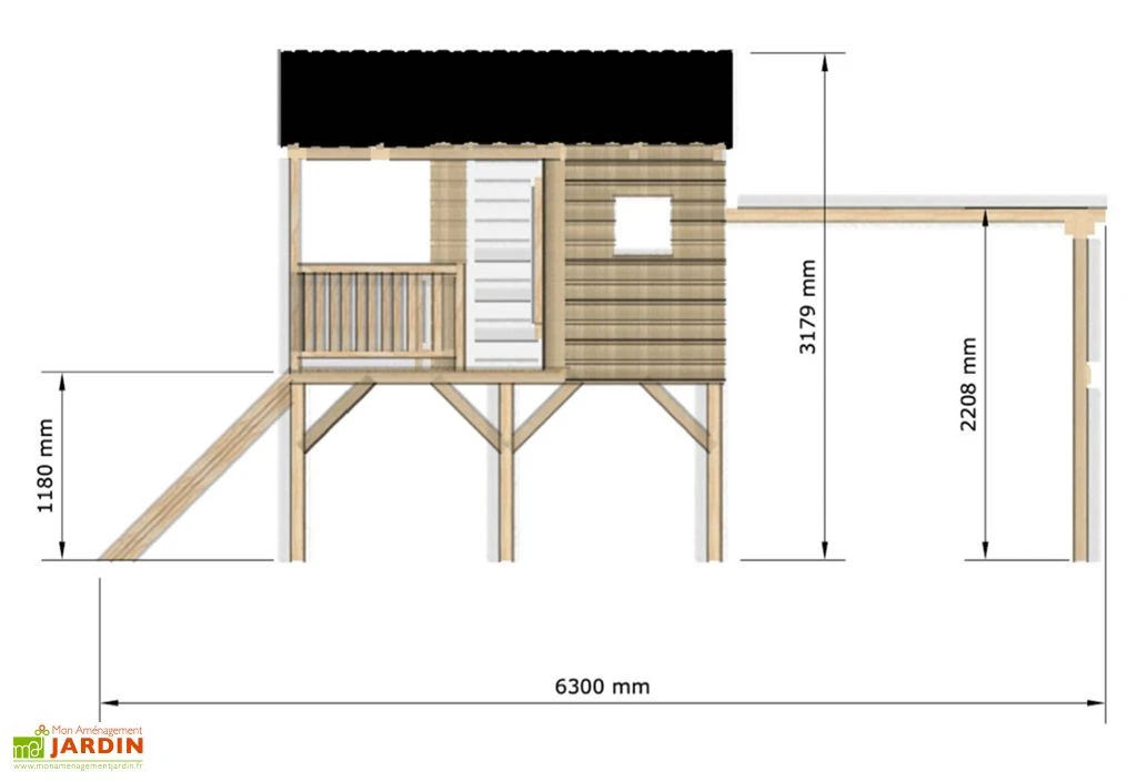 Maison Pour Enfant En Bois Autoclave Avec Toboggan Et Balançoires - Pin 6 Maison Pour Enfant En Bois Autoclave Avec Toboggan Et Balançoires - Pin – Image 4