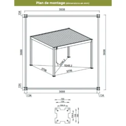Pergola Bioclimatique Ombréa En Aluminium 4 X 4 M Autoportée - Blanche -Jardelix Soldes Magasin dimensions pergola bioclimatique 4x4m ombrea 1