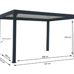 Pergola Bioclimatique Motorisée Aluminium Autoportée – Actual 4 X 3 M -Jardelix Soldes Magasin dimensions pergola bioclimatique actual 4x3m