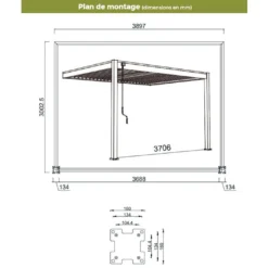 Pergola Bioclimatique Ombréa En Aluminium 3 X 4 M Adossée - Blanche -Jardelix Soldes Magasin dimensions pergola bioclimatique adossee 3x4m aluminium ombrea 1