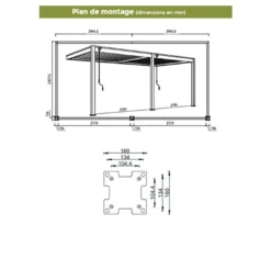 Pergola Bioclimatique Ombréa En Aluminium 4 X 6 M Adossée - Blanche -Jardelix Soldes Magasin dimensions pergola bioclimatique adossee 4x6 ombrea 1