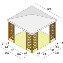 Tonnelle De Jardin En Bois Autoclave Et Toile PVC – Fox 9 M² -Jardelix Soldes Magasin dimensions pergola bois pvc