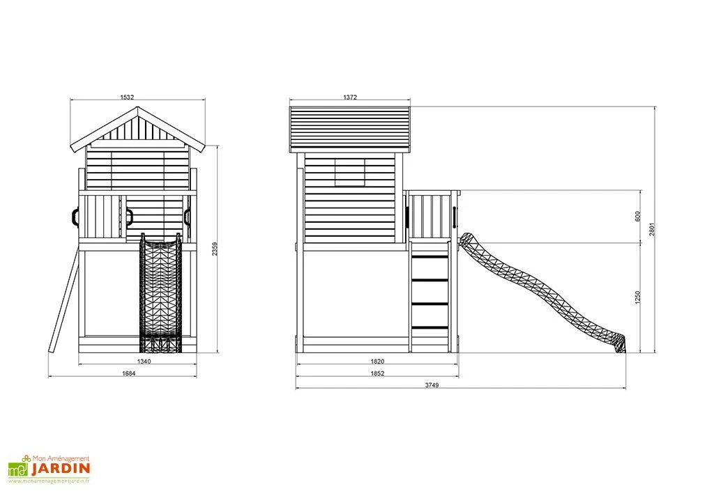 Aire De Jeux Portique En Bois De Pin Traité Fungoo Galaxy S 7 Aire De Jeux Portique En Bois De Pin Traité Fungoo Galaxy S – Image 5