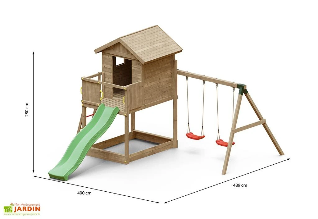 Aire De Jeux Portique En Bois De Pin Traité Fungoo Galaxy S 6 Aire De Jeux Portique En Bois De Pin Traité Fungoo Galaxy S – Image 4