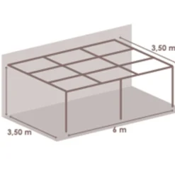 Pergola En Aluminium Et Polycarbonate Adossée 3,5 X 6 M - Edena -Jardelix Soldes Magasin dimensions schema pergola adosse edena