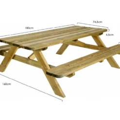 Table De Pique-Nique En Bois Traité Robuste - 6 Places 9 Table De Pique-Nique En Bois Traité Robuste - 6 Places -Jardelix Soldes Magasin dimensions table de jardin en bois traite robuste 6 places jardipolys