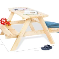 Pinolino Table De Pique-nique En Bois Pour Enfant – Nicky Maxi -Jardelix Soldes Magasin dimensions table jardin bois enfant pinolino