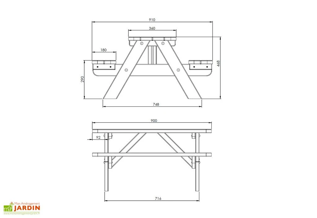 Table De Pique-nique Pour Enfant En Bois Massif – 90 X 90 X 45 Cm 7 Table De Pique-nique Pour Enfant En Bois Massif – 90 X 90 X 45 Cm – Image 5