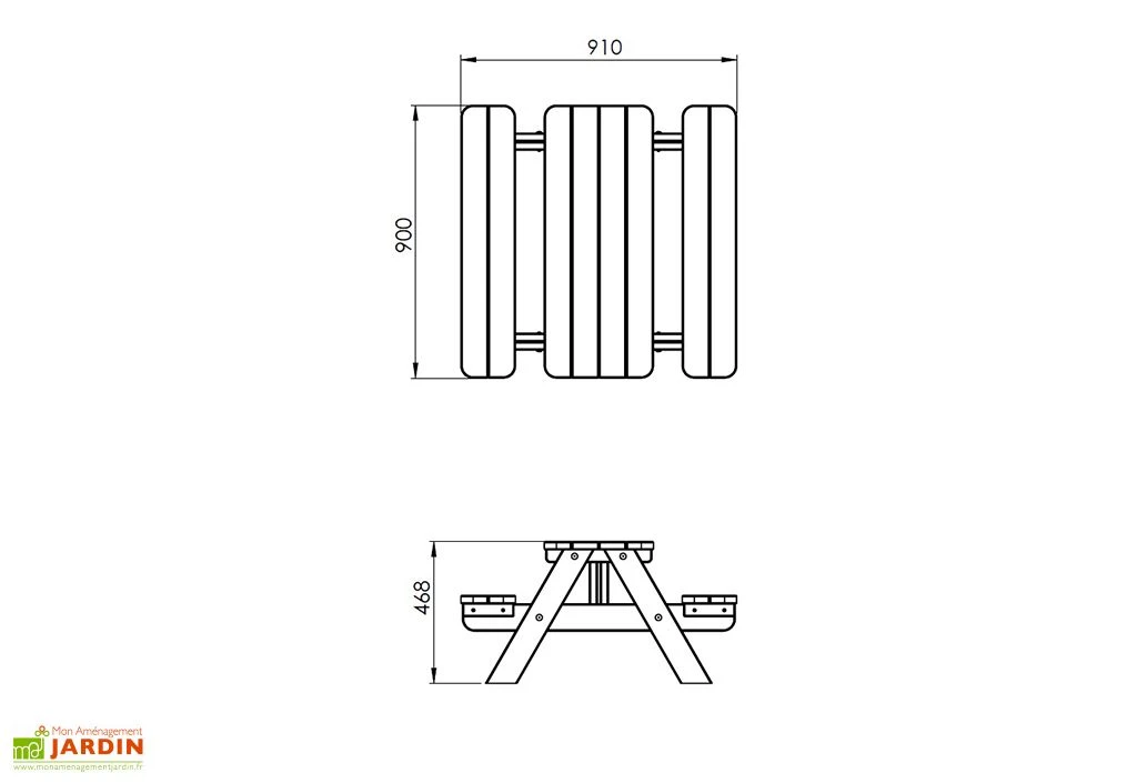 Table De Pique-nique Pour Enfant En Bois Massif – 90 X 90 X 45 Cm 6 Table De Pique-nique Pour Enfant En Bois Massif – 90 X 90 X 45 Cm – Image 4