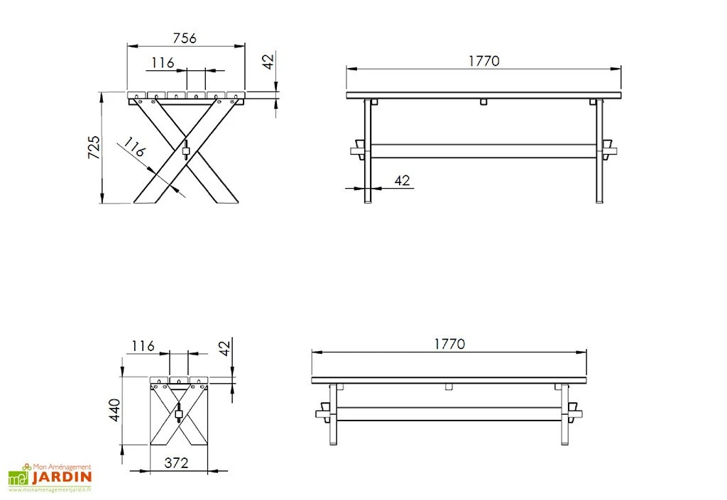 Table De Pique-nique En Bois Autoclave 177 Cm – Riga 6 Table De Pique-nique En Bois Autoclave 177 Cm – Riga – Image 4