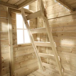 Maisonnette Pour Enfants En Bois Avec Toboggan – TP Loft -Jardelix Soldes Magasin echelle en bois maisonnette 1