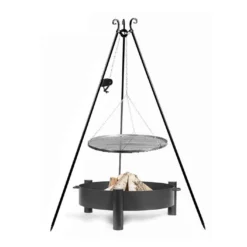 Ensemble Braséro Haiti Avec Trépied, Poulie Et Grille De Cuisson